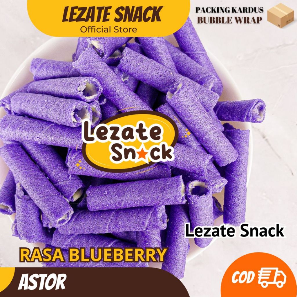 

Astor Mini Blueberry 100gr Kiloan Murah Enak Manis Renyah / Wafer Roll Kiloan Blue beri Astor Kiloan Barcelona / Wafer Rolls Coklat Greentea Vanila Lezate Snack LEZATE SNACK
