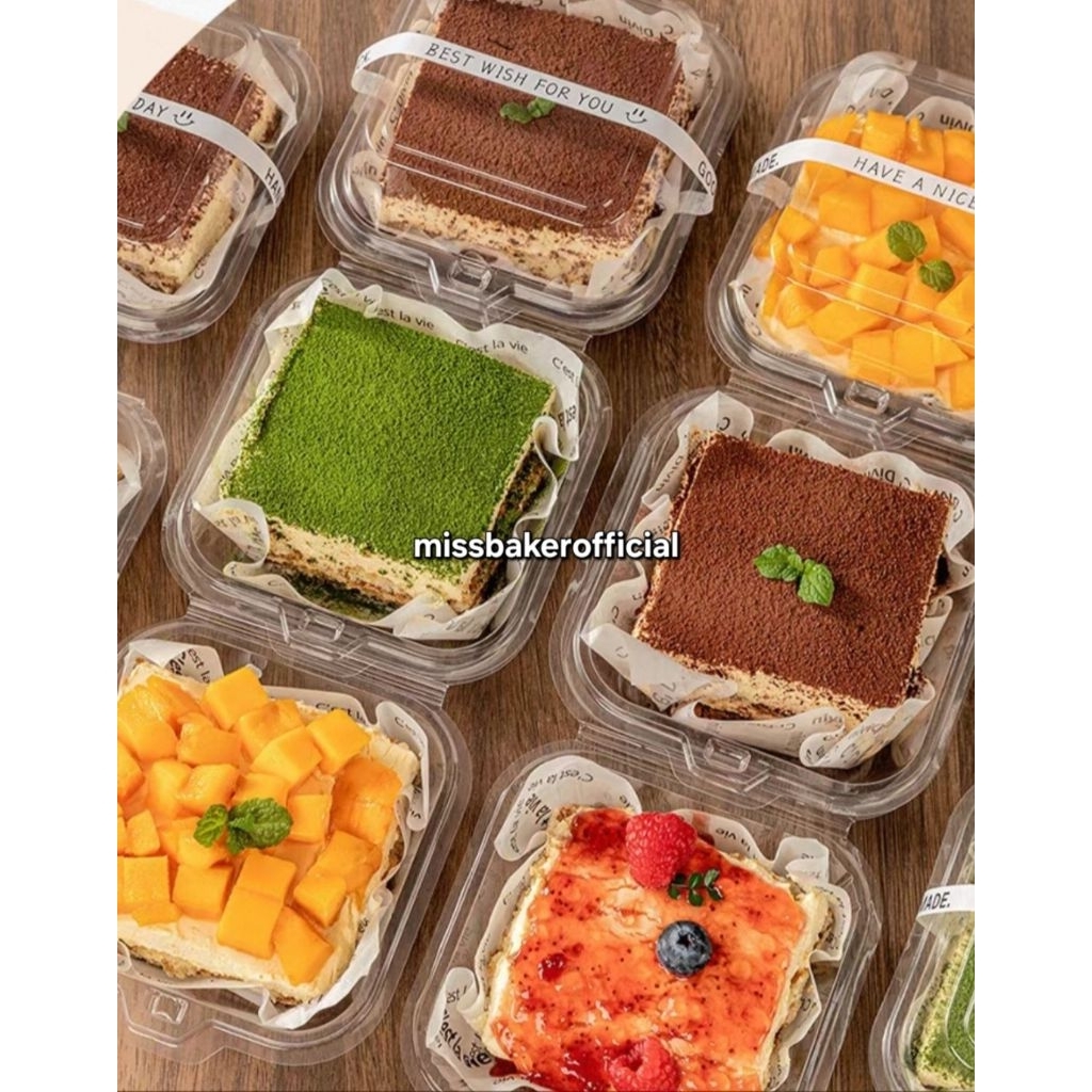 ￼10pcs bento box bening mika box kue kotak bento dessert cake mika slice cake