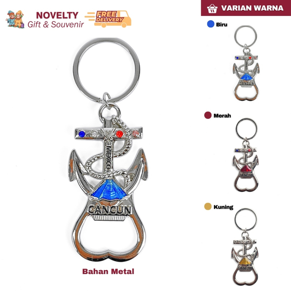 Souvenir Gantungan Kunci Bukaan Botol Jangkar Cancun Mexico oleh-oleh dari Negara Amerika