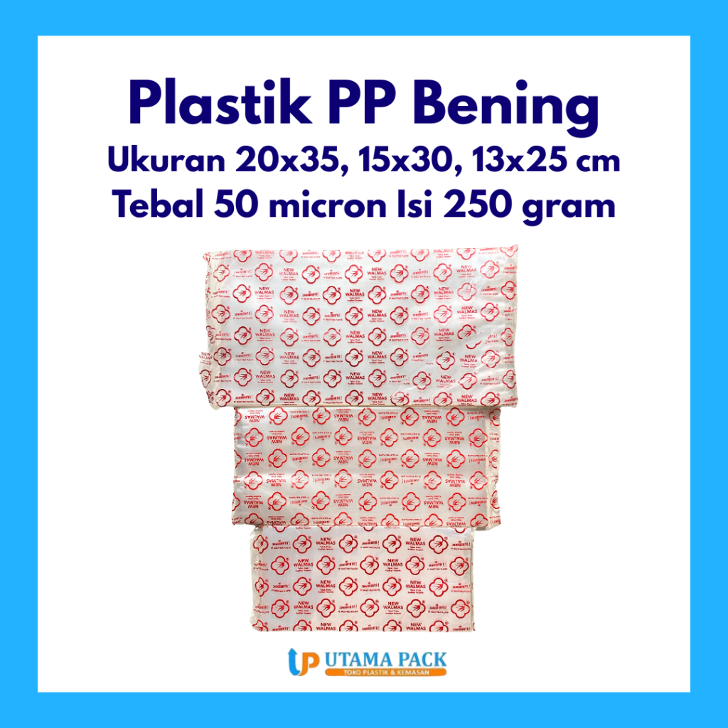 Plastik Kantong PP UK 13x25 15x30 20x35 Tebal 50 micron Walmas
