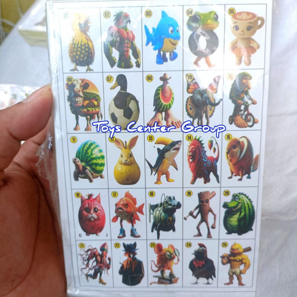 

20Lembar (500kotak) Mainan stiker Dung dung Sahur / Tung tung sahur mix Murah