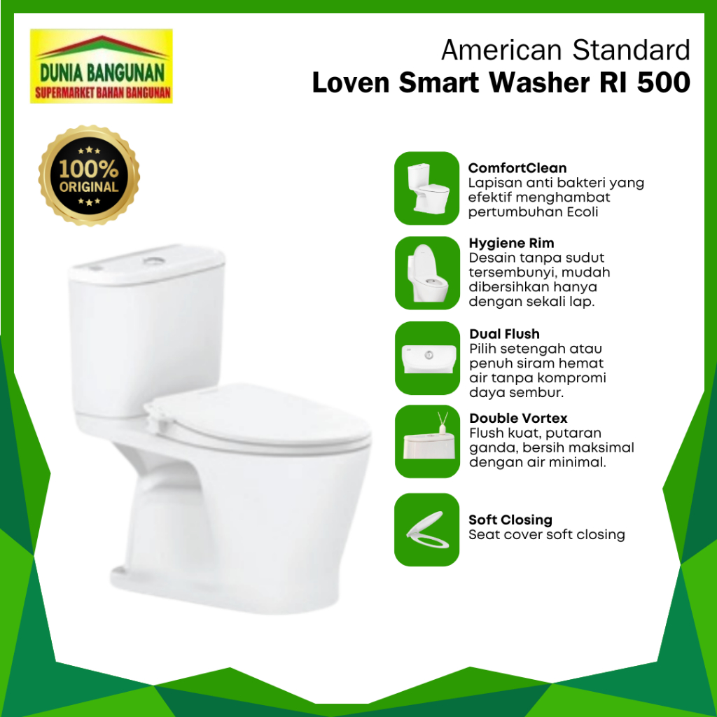 Kloset Duduk American Standard Loven CC RI 500 New Smart Washer AS 50 CM Closet Duduk