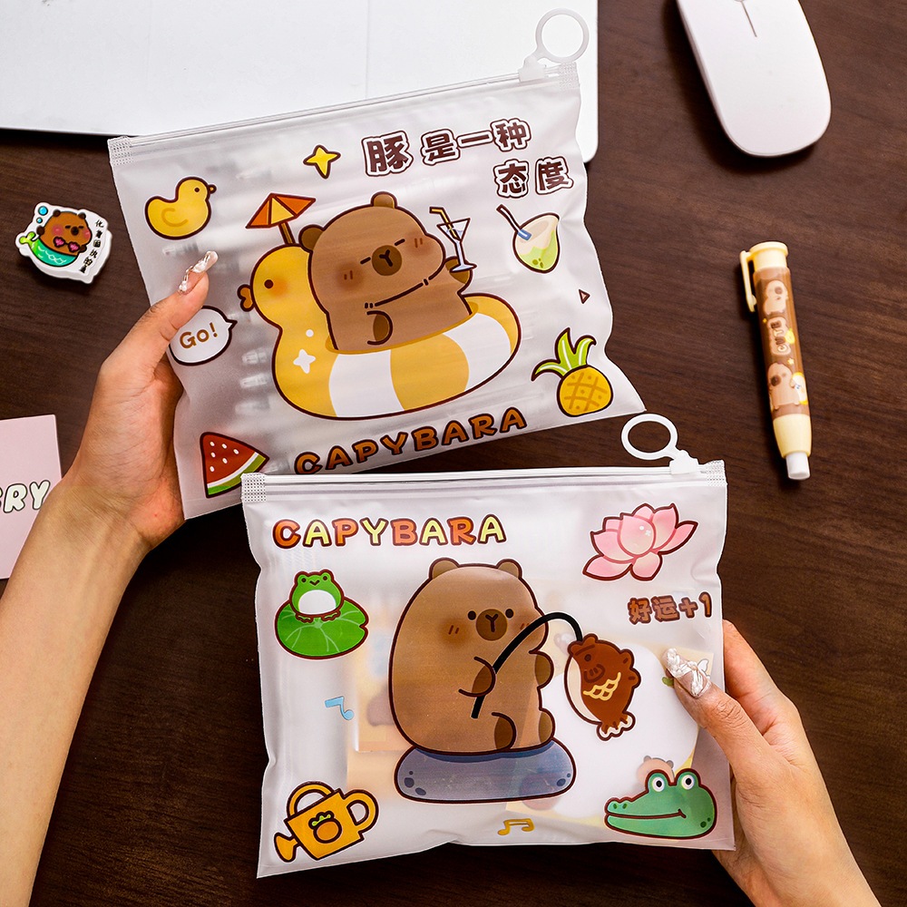

Tas berkas / tas kotak pensil perlengkapan sekolah motif capybara