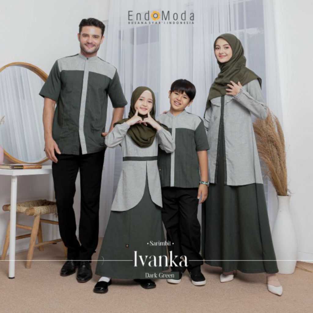 ENDOMODA IVANKA DARK GREEN SARIMBIT KELUARGA BAJU COUPLE ORIGINAL