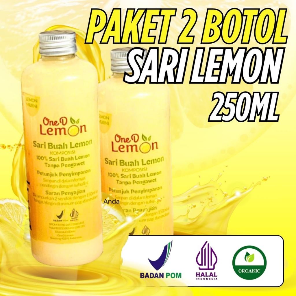 

PAKET HEMAT! OneD Lemon - Sari Buah Lemon 2 Botol 250ML Tanpa Campuran Lemon Lokal California Fresh