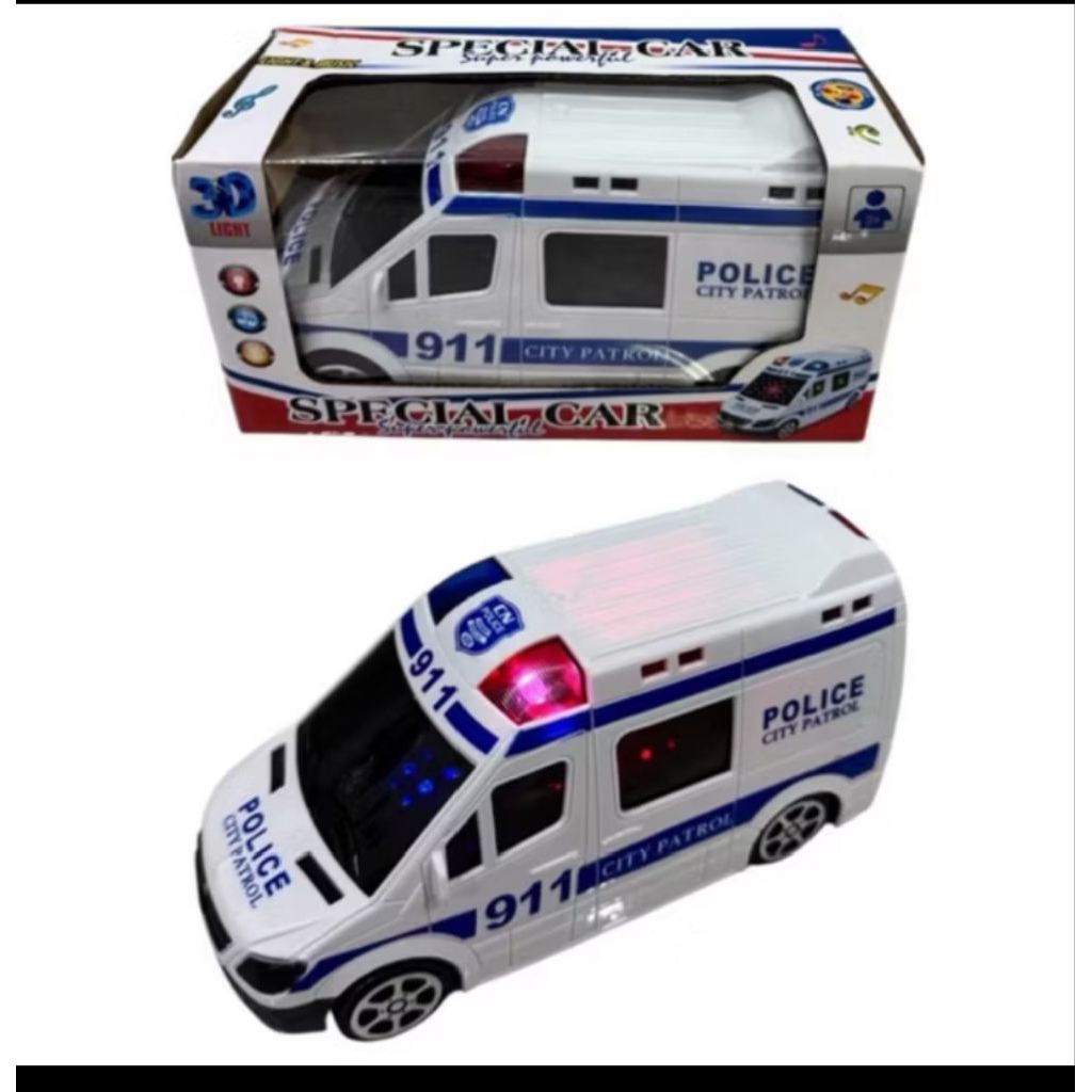 Mainan mobilan polisi 911 mobil ambulance Baterai