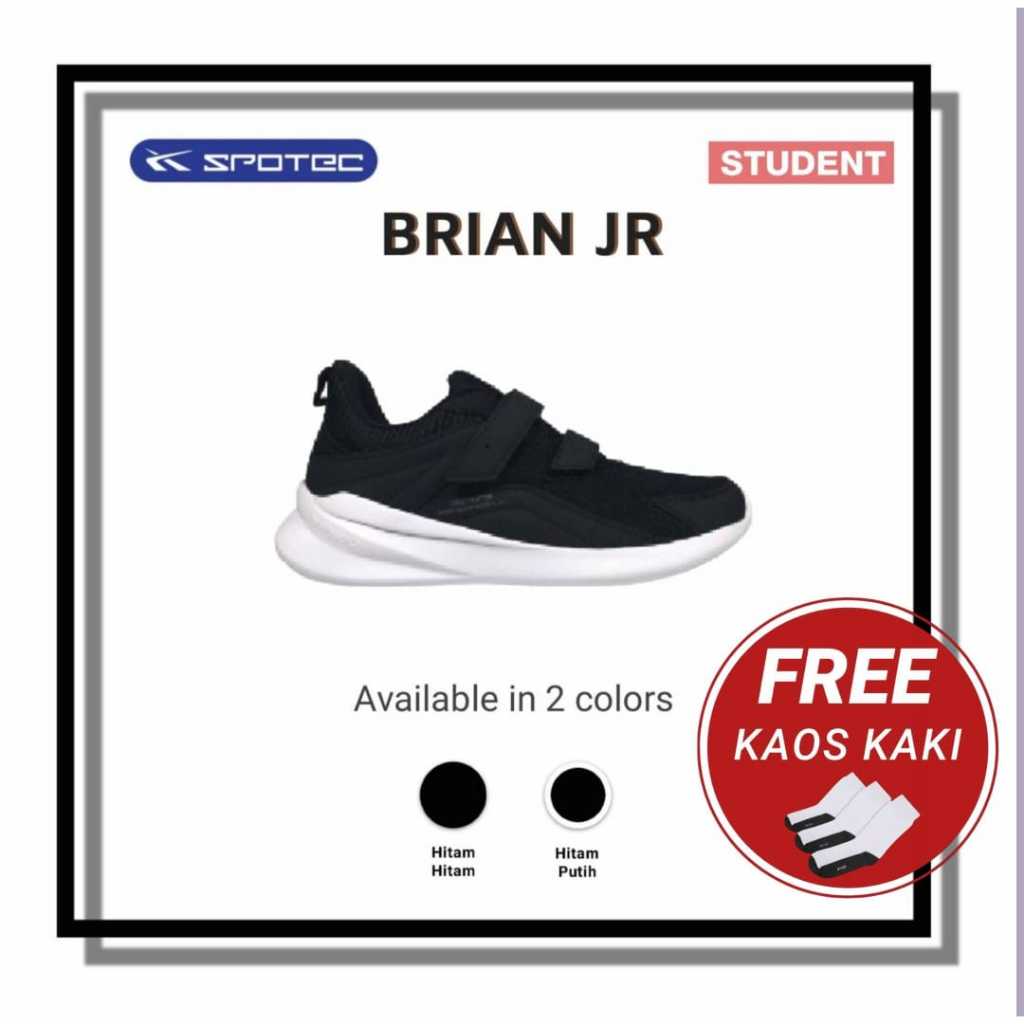 SPOTEC Sepatu STUDENT BRIAN VC JR Warna Hitam - Putih