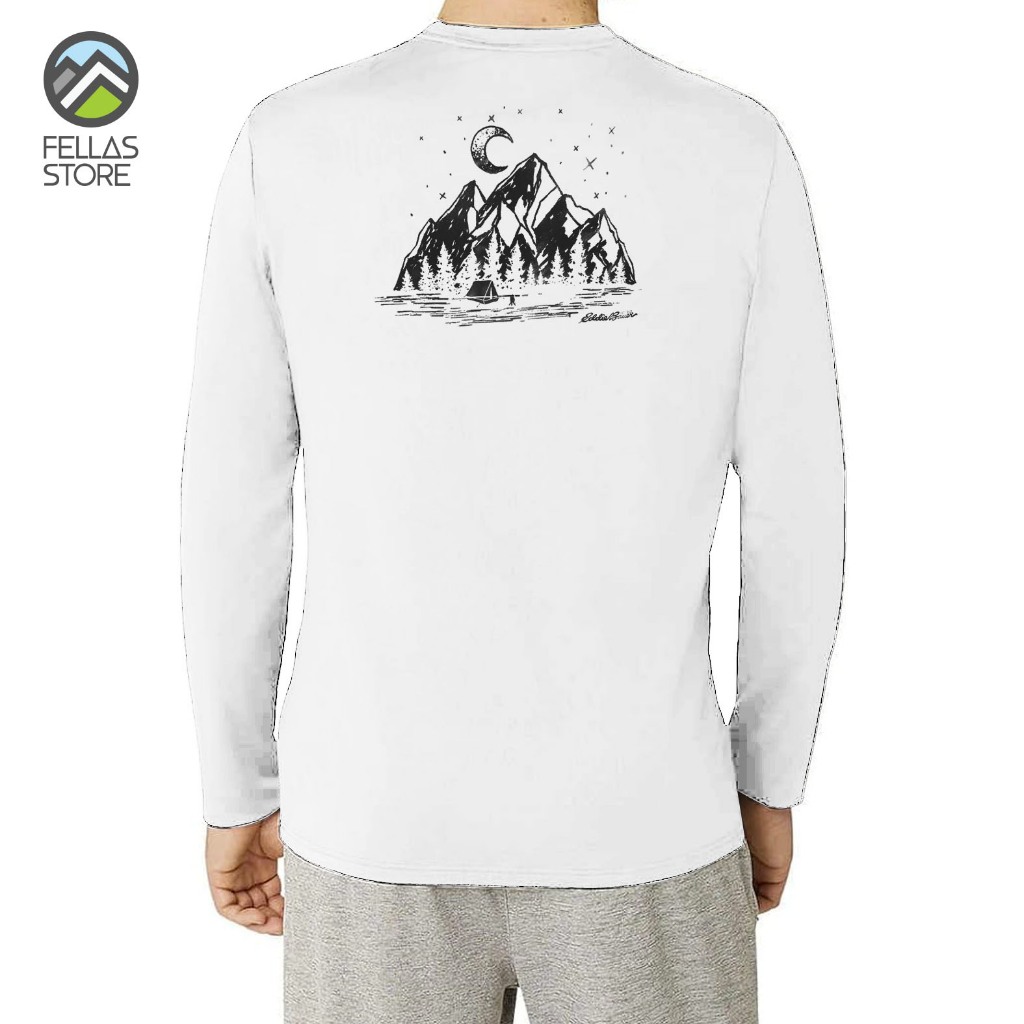Kaos Eddie Bauer - Long Sleeve Graphic Night Camping White