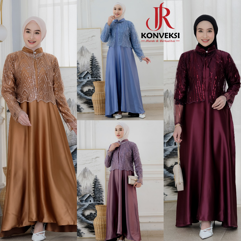 PREMIUM KARIN DRESS KONDANGAN ROMPI TILE BROKAT BUSUI FRIENDLY LEPAS PASANG ELEGAN LUXURY GAUN PESTA