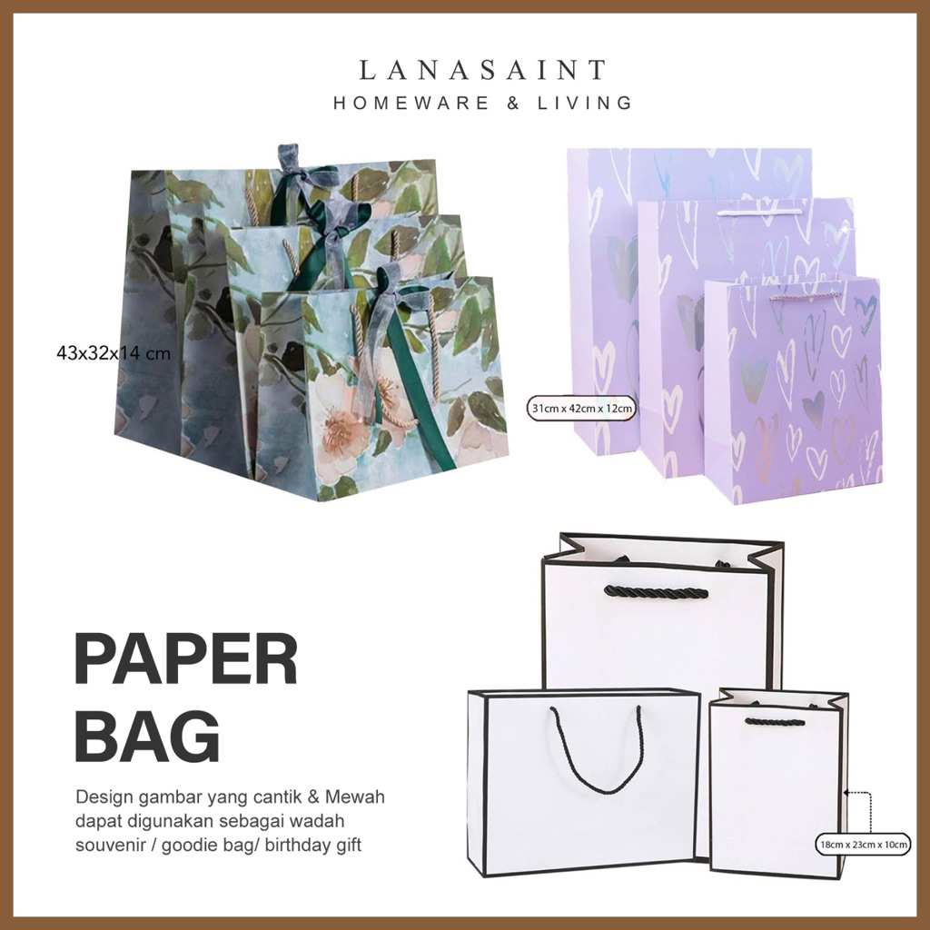 

LANASAINT Paperbag Marble Premium Paper Bag Marmer Kantong Hadiah Goodie Bag