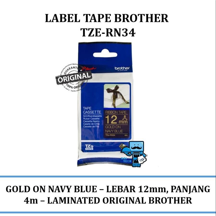 

Brother Label TZe-RN34 Ribbon Tape Cassette Gold on Navy Blue 12mmx4m