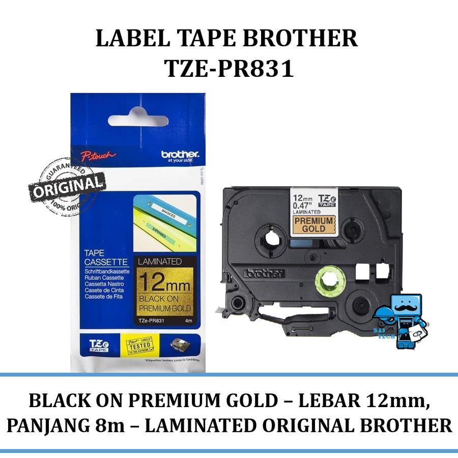 

Brother Label TZE-PR831 Black on Premium Gold Tape 12mmx4m TZEPR831