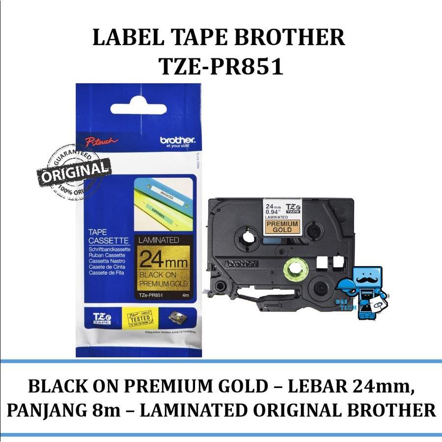 

Brother Label TZE-PR851 Black on Premium Gold Tape 24mmx4m TZEPR851