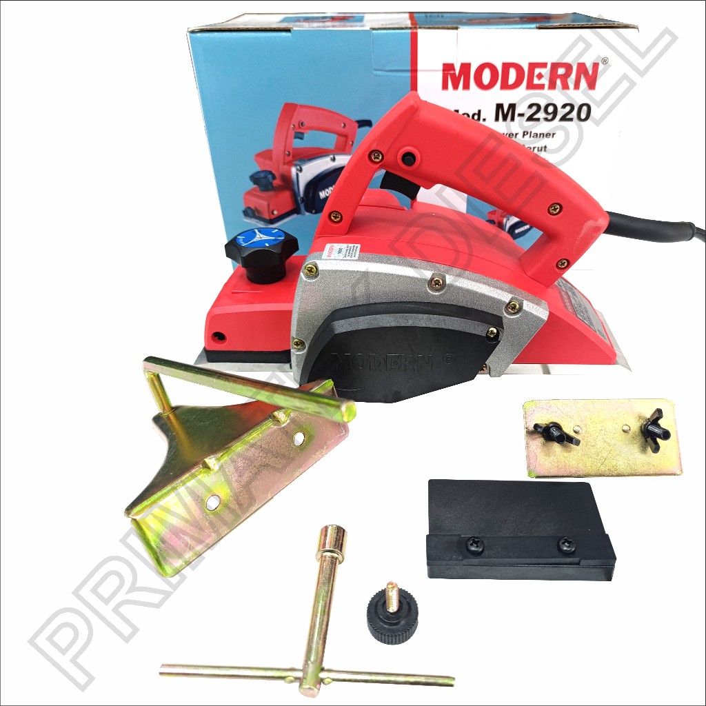 (MODERN M-2920) Mesin Planer Merah M2920 MODERN / Mesin Serut Kayu Ketam Sugu Pasah Elektrik Planner