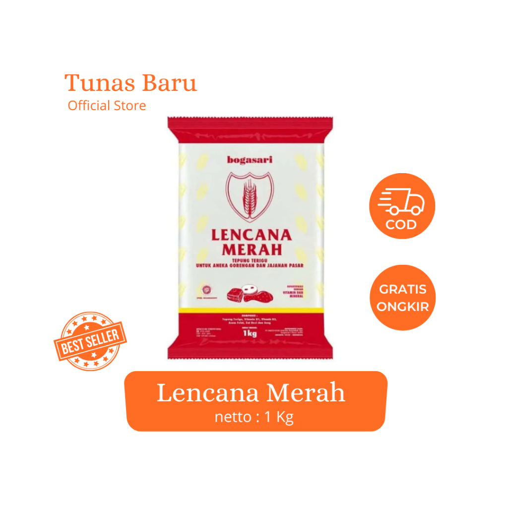 

Bogasari Lencana Merah Tepung terigu (1 Kg )