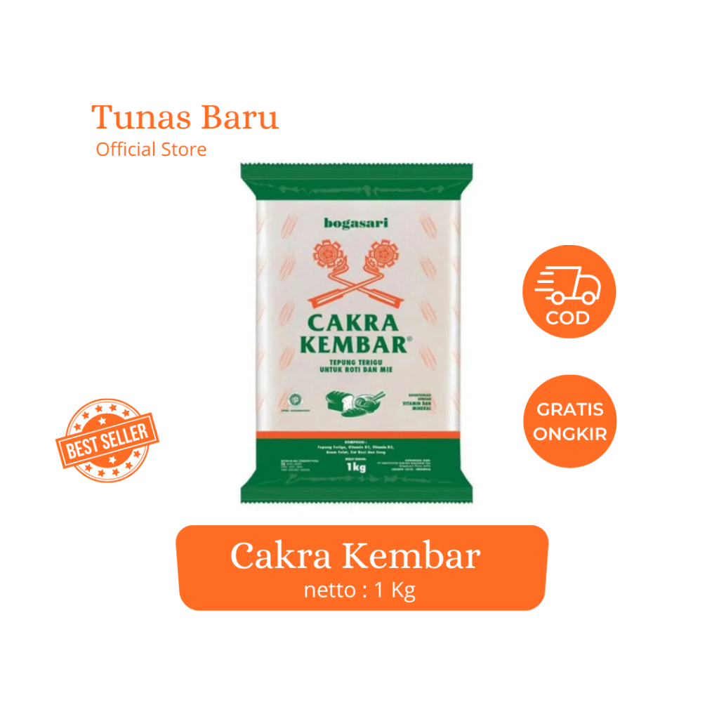 

Bogasari Cakra Kembar Tepung Terigu 1 kg
