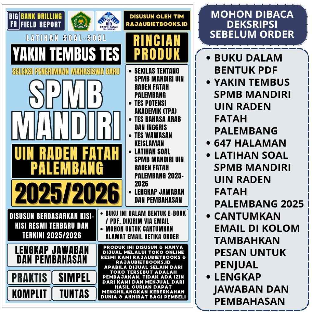 BUKU YAKIN TEMBUS TES SPMB MANDIRI UIN RADEN FATAH PALEMBANG 2025 - SELEKSI MANDIRI UIN PALEMBANG 20