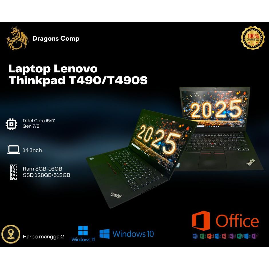 Laptop Kerja / Kuliah Lenovo Thinkpad T490 & T490S Core i5 & i7 Gen 8 Muluss