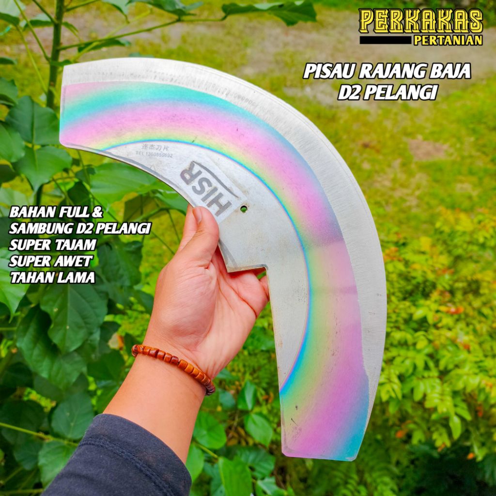 Pisau Rajang Baja D2 full  & sambung baja D2 Pelangi Model Mugi