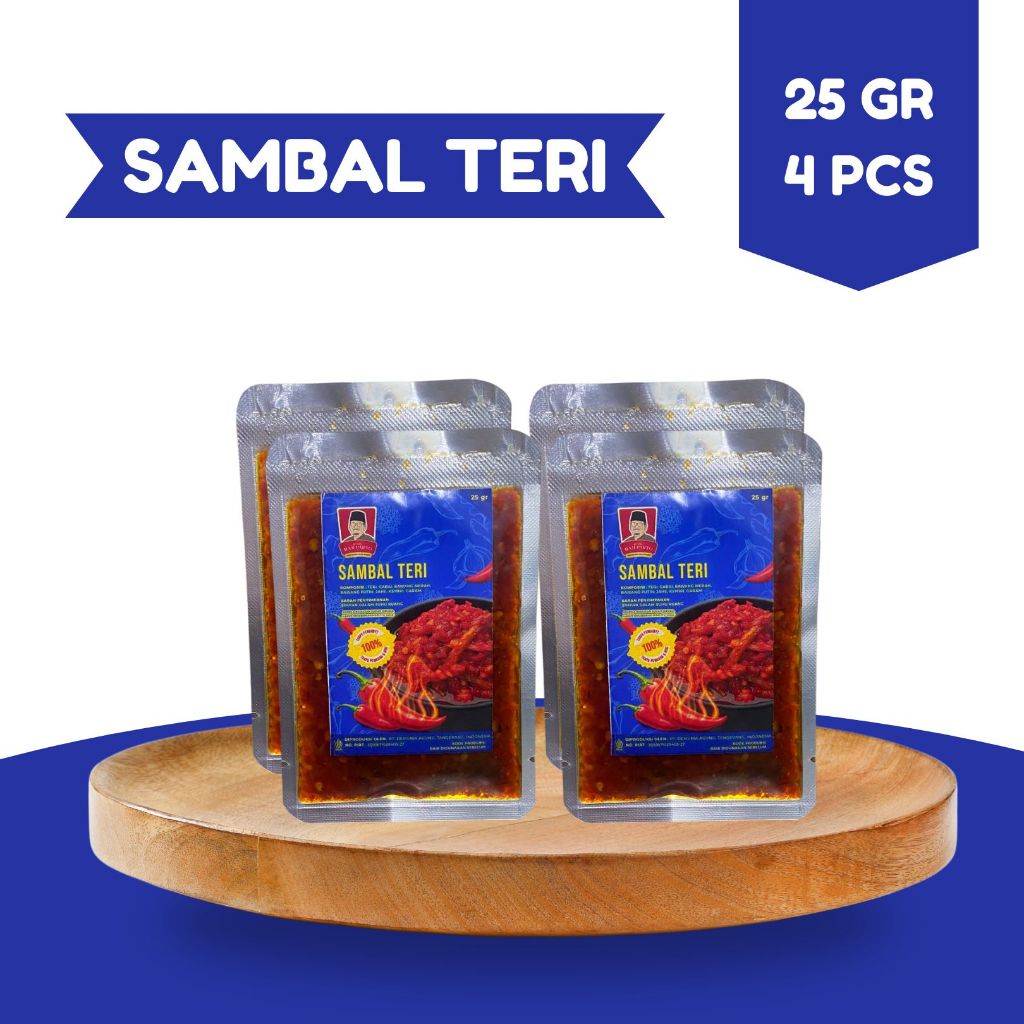 

PAKET 4 PCS Sambal Teri Bumbu Haji Parto 25 gram - Tanpa MSG & Tanpa Pengawet