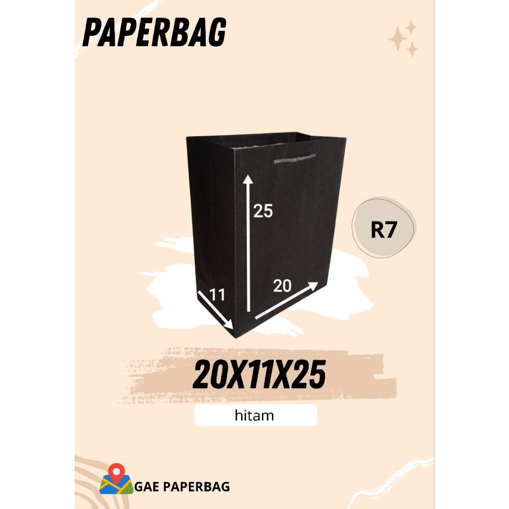 

PAPERBAG/TAS KERTAS/R7 HITAM cocok untuk hajatan,nikahan ukuran 20x11x25