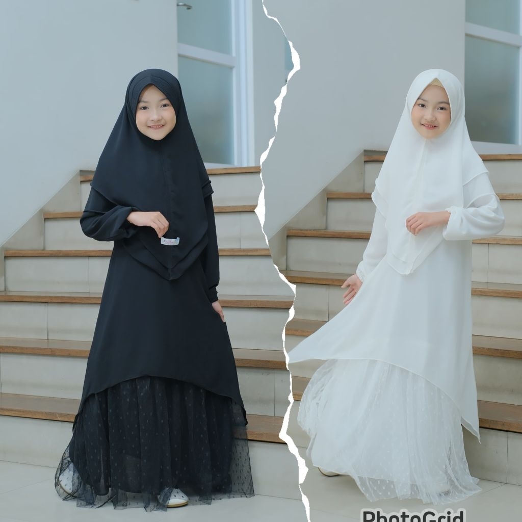 Gamis Anak Warna Putih hijab Syar'i-Nyaman dipakai Manasik Haji