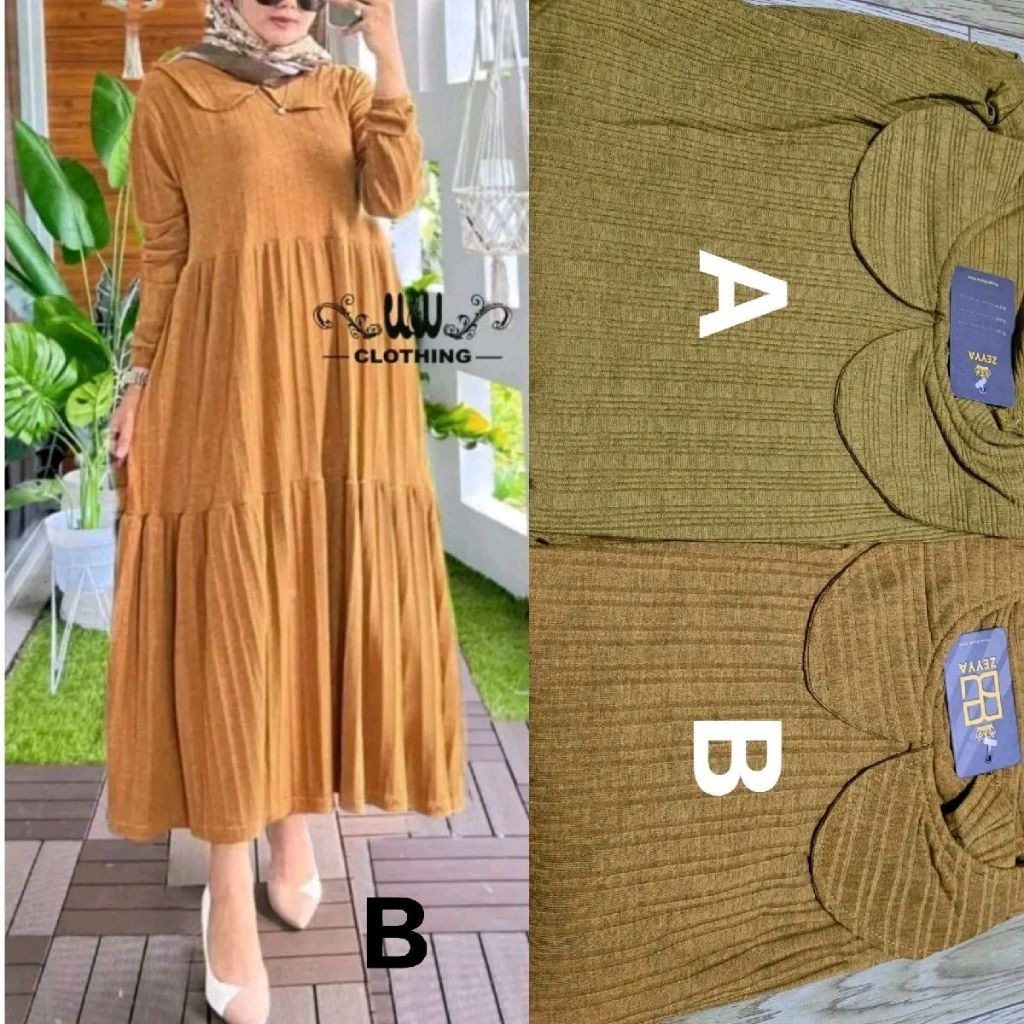 MECCA MIDI DRESS KAOS KNIT HANOVER TEXTURE POLOS  Muslim Wanita Gamis Basic Simple