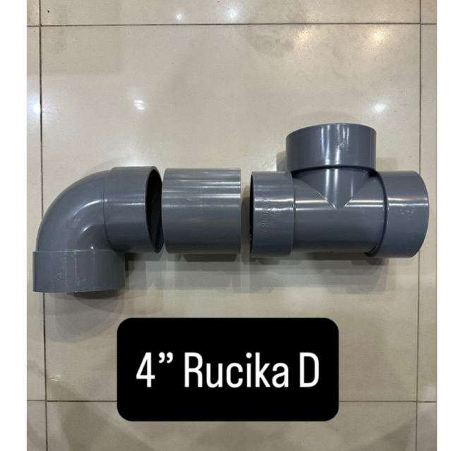 Sambungan/Fitting pipa pvc 4inch RUCIKA D Knee,L Sock,Sambungan lurus Tee,T