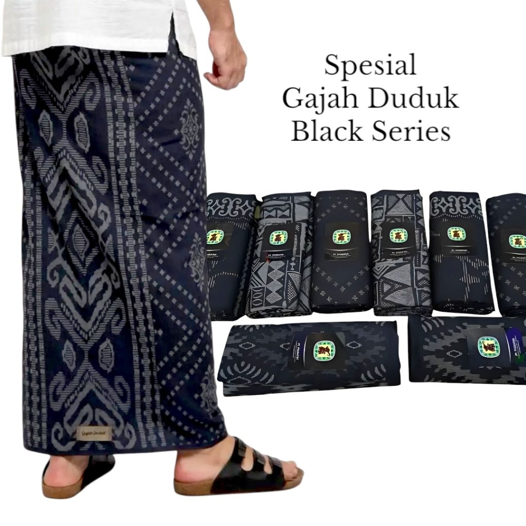 Sarung Gajah Duduk Kembang Premium Rayon Khusus Hitam