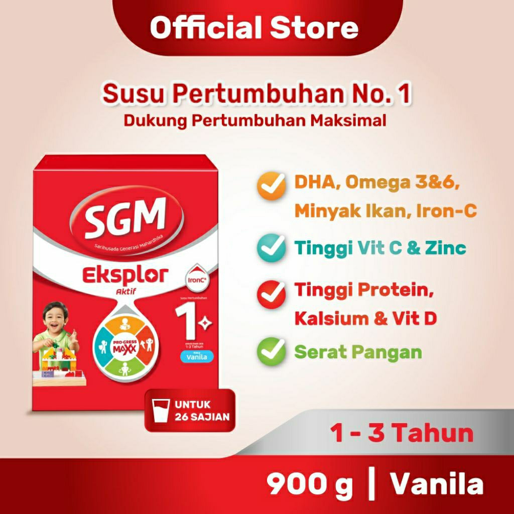 

SGM Ekspor 1+ dengan IronC 900gr - Susu Pertumbuhan Anak || Exp Mar2027