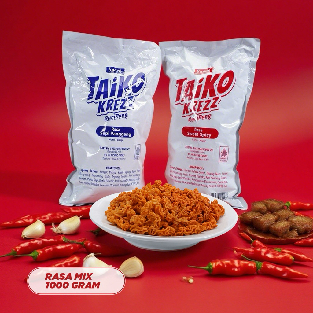 

QH Snack Taiko Krezz Guripang Makanan Ringan Lebaran - sweet spicy , sapi panggang, dan mix
