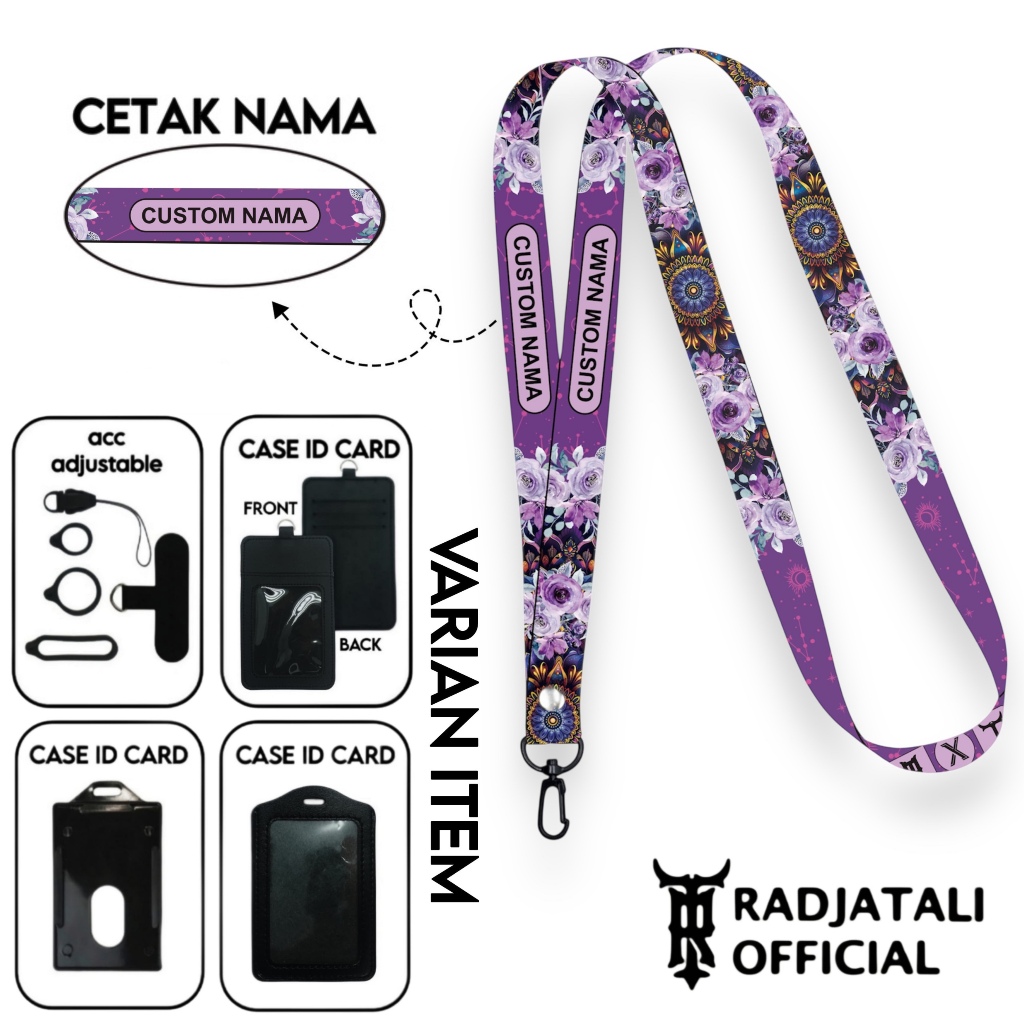 

Lanyard Custom Nama Mid Night Rose Series V2 Size 1,5cm Bisa Request Nama Full Printing 2 Sisi Gantungan Card Holder Tali Lanyard Hp Custom