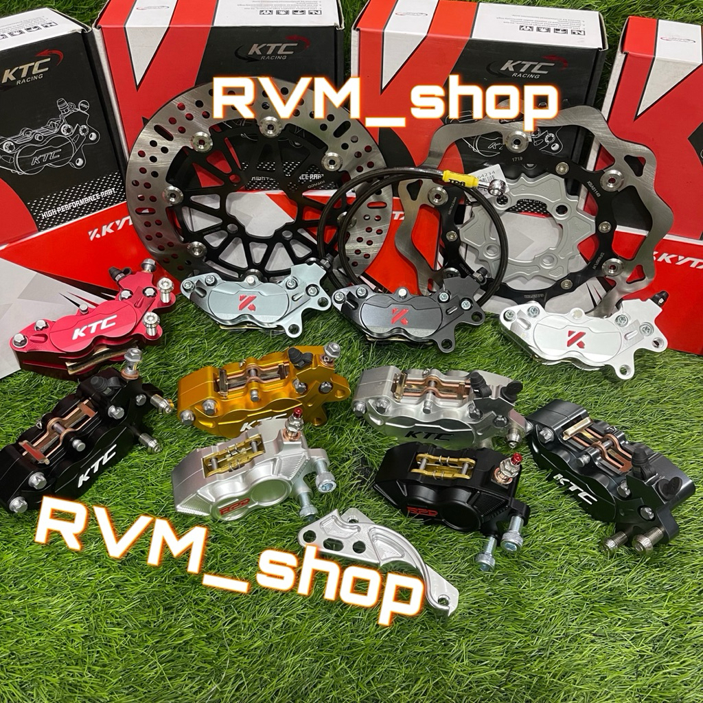 PAKETAN KALIPER DEPAN KYTA KYTACO KTC 4PISTON+BREKET CNC 260+DISC BRAKE 260 KITACO/GALFER-SELANG TDR