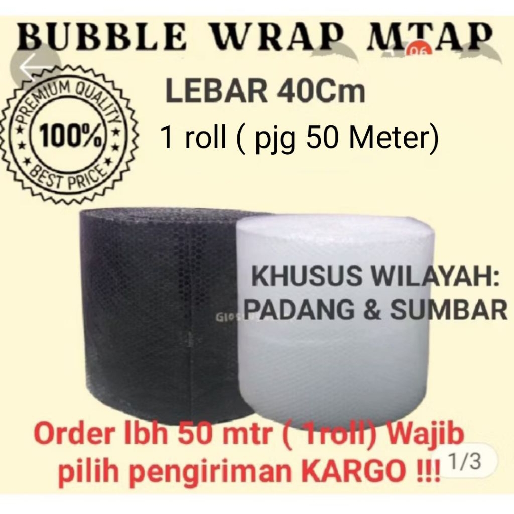 

Bubble Wrap MTAP Lebar 40cm /Harga 1roll ( pjg 50mtr X Lbr 40cm ) Variasi HITAM&PUTIH