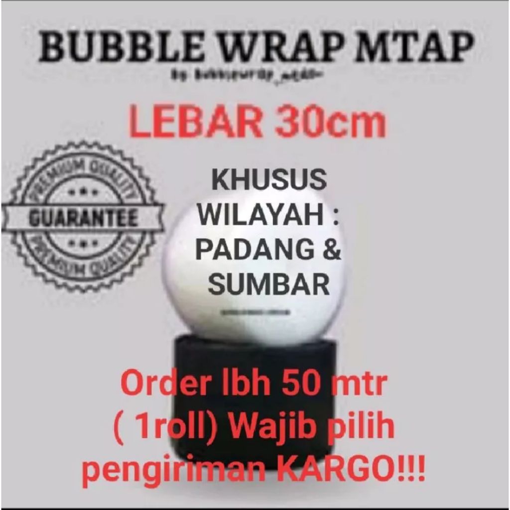

Bubble Wrap MTAP Lebar 30cm/ Harga 1roll ( Pjg 50mtr X Lbr 30cm) variasi Hitam&Putih