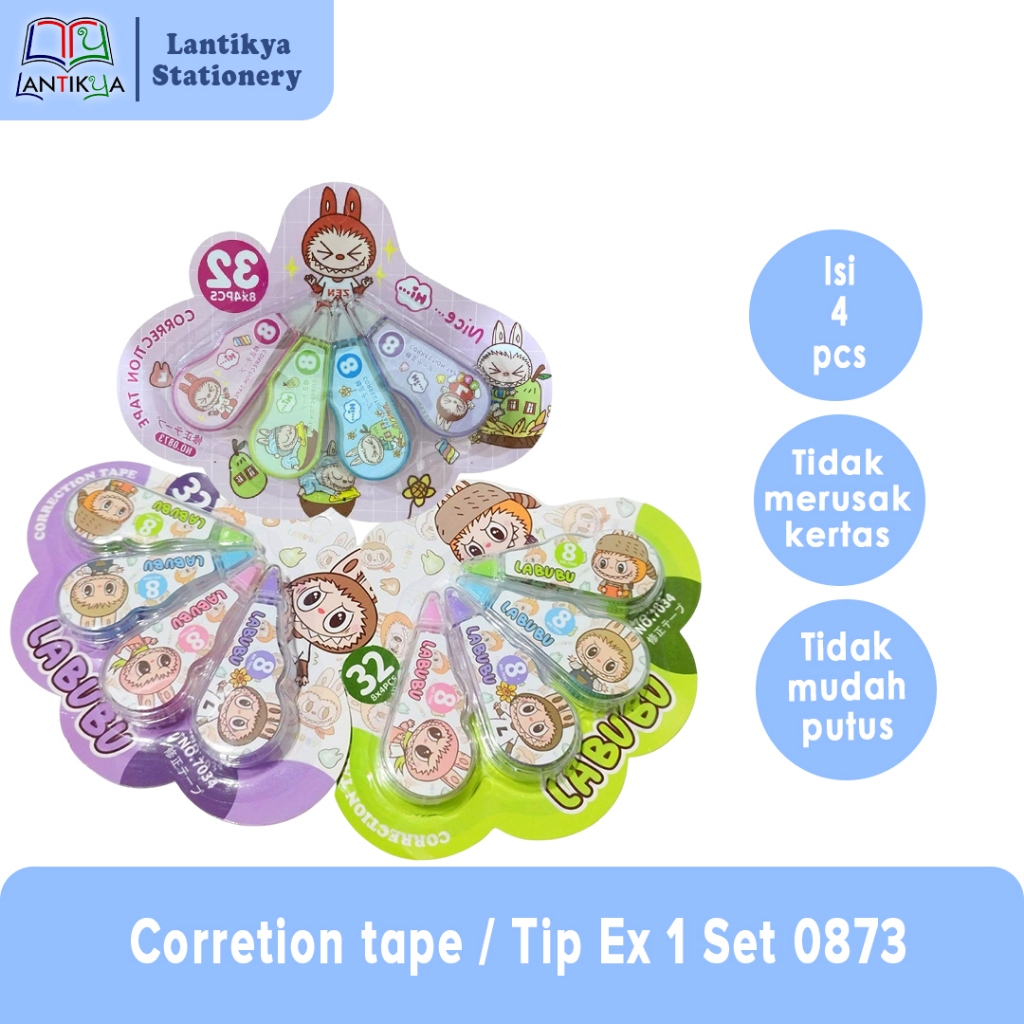 

CORRECTION TAPE LABUBU 4 IN 1 TIP EX KERING LABUBU 1 SET 4pcs / TIP X KERING 32M