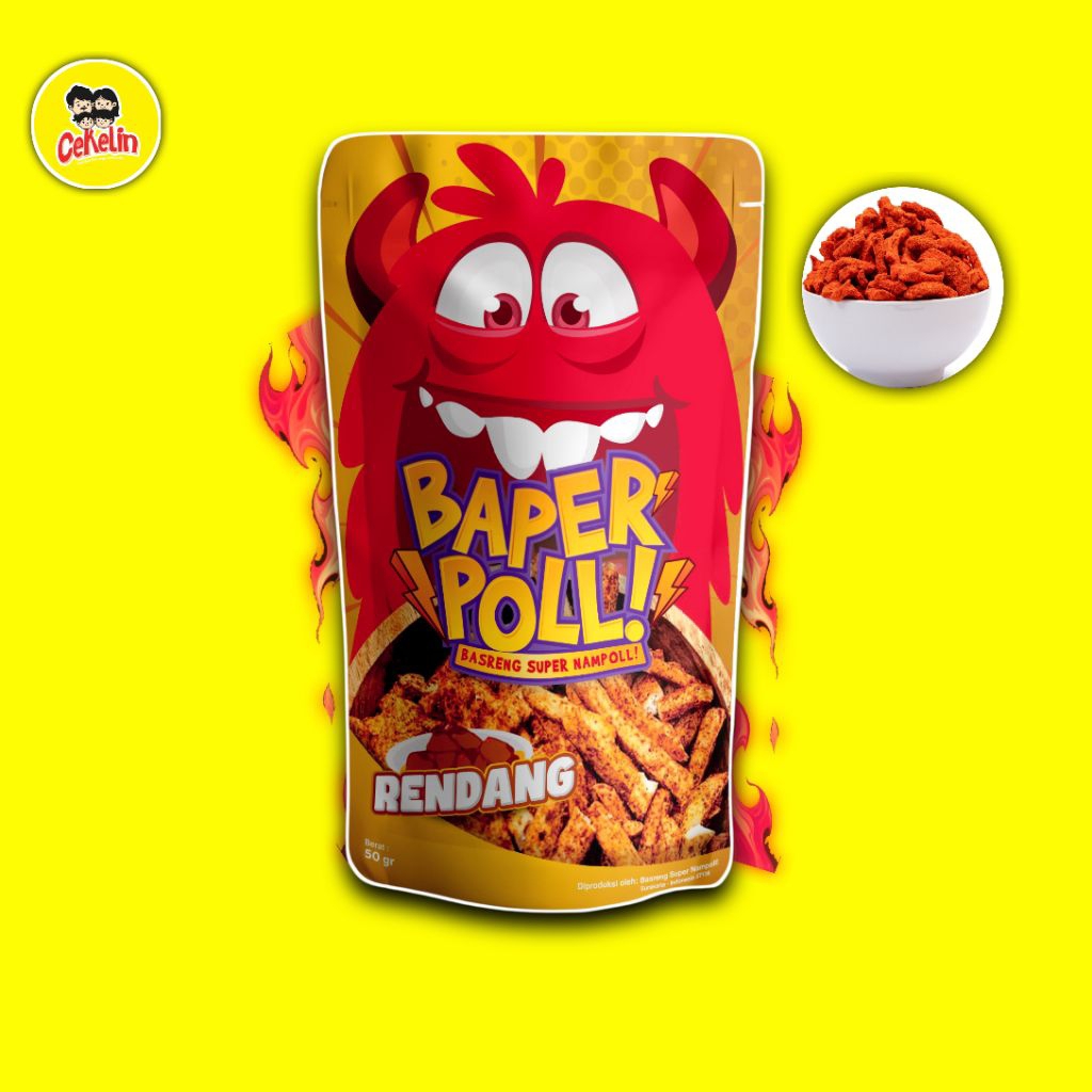 

Basreng Super Pedas Rasa Rendang Cekelin Baper Poll 50gr