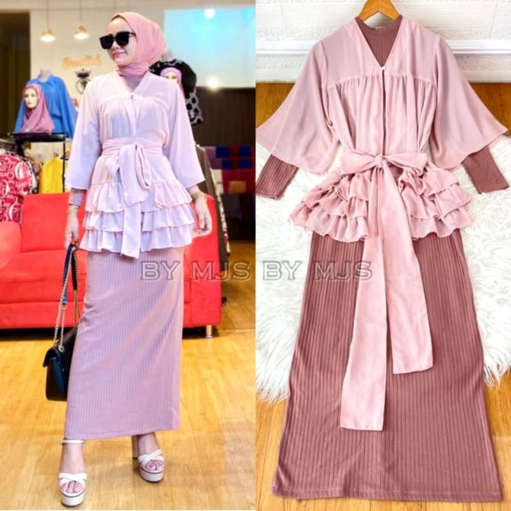 IVANA DRESS KNIT MANGO IMPORT OUTER CERUTY BABYDOLL PREMIUM MAXI WANITA SPAN KEKINIAN