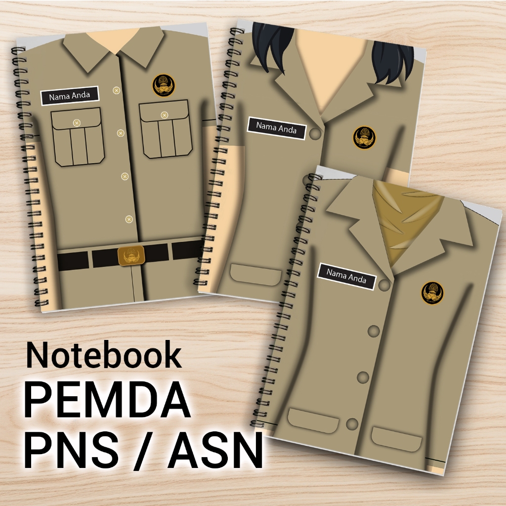 

Buku Tulis Custom Nama Seragam PNS Pemda ASN Notebook khaki