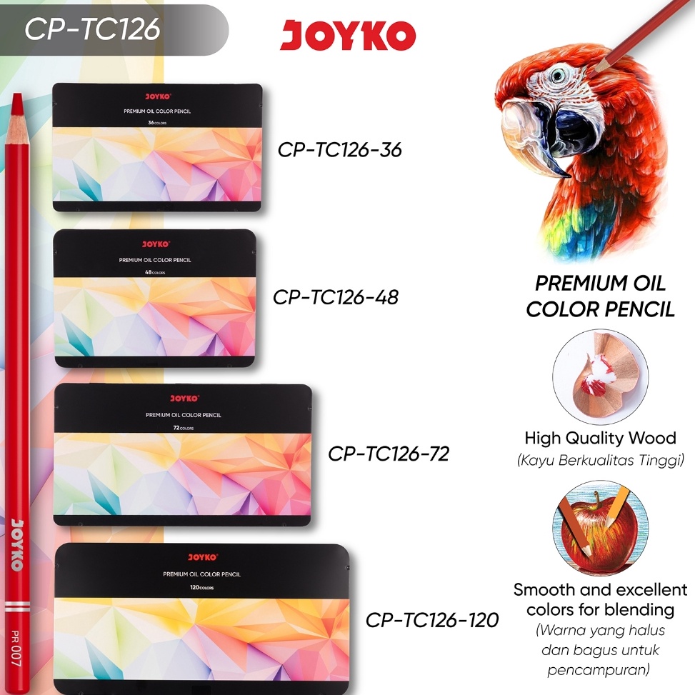 

KODE F94X Premium Oil Color Pencil Pensil Warna Joyko CPTC126