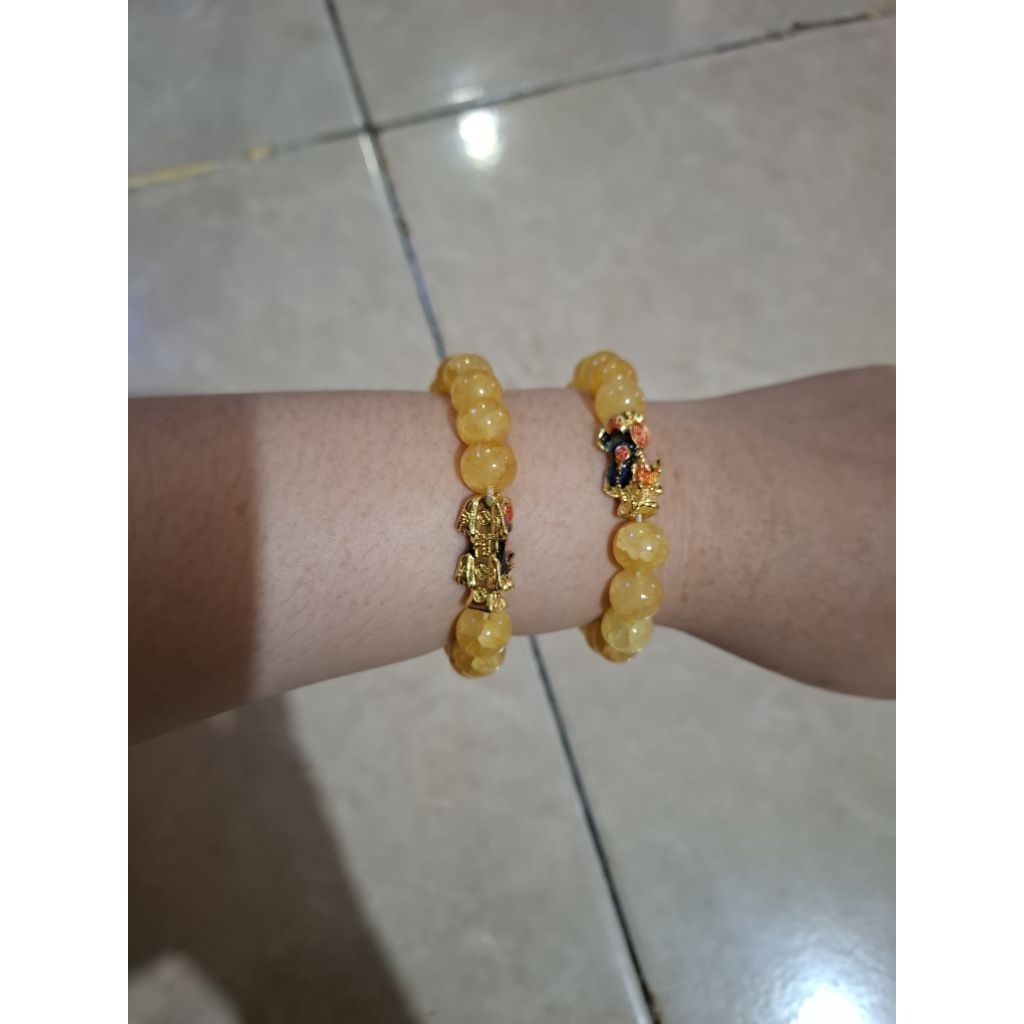 Gelang batu kuning naga beads besar