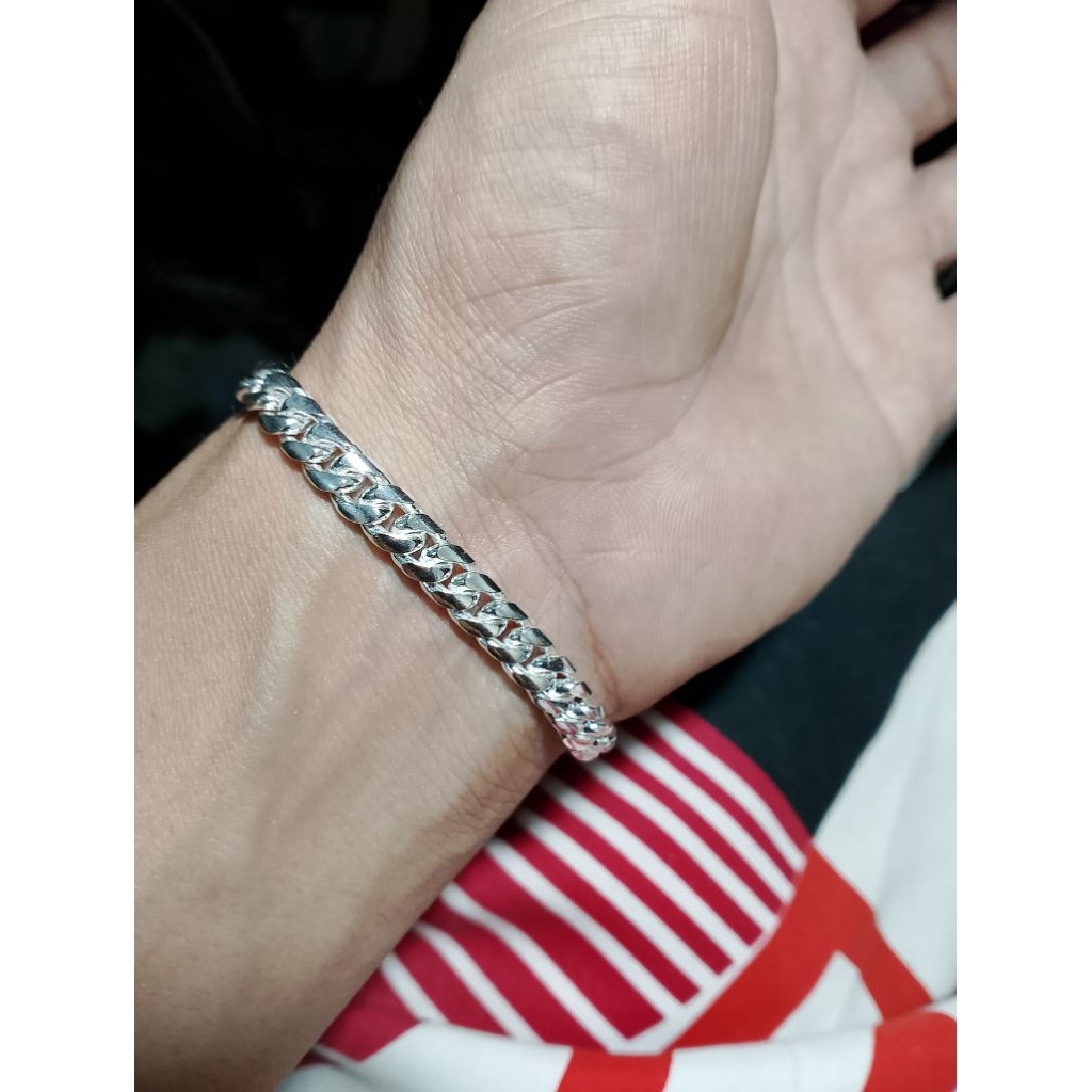 Gelang perak sisik naga 6mm perak asli murni