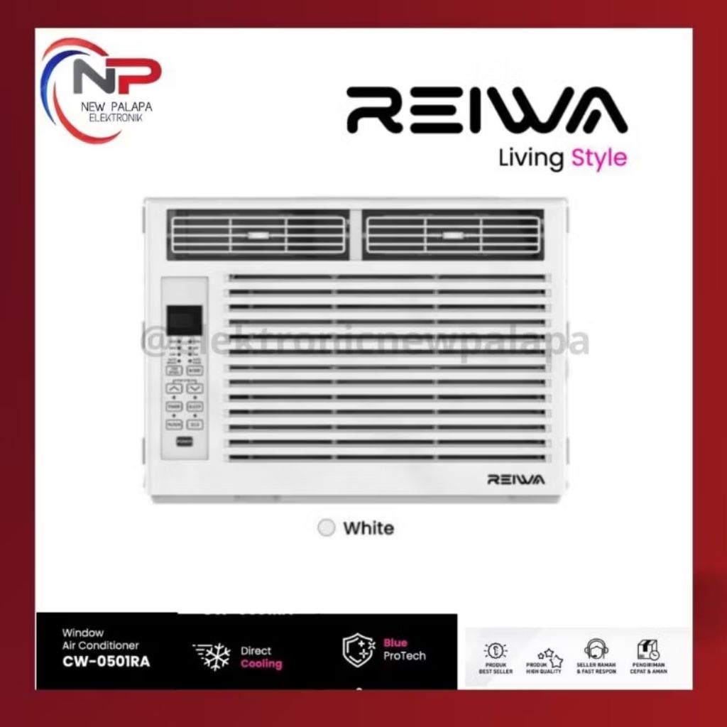 AC Window REIWA 0501 Standard 0,5 PK - AC Reiwa 1/2PK Low Watt - AC Window bisa pasang sendiri
