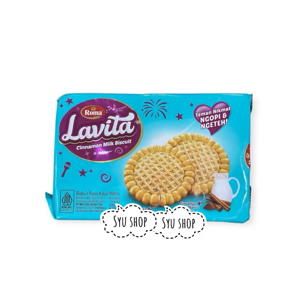 

roma lavita cinnamon milk biscuit biskuit kayu manis susu 210gr