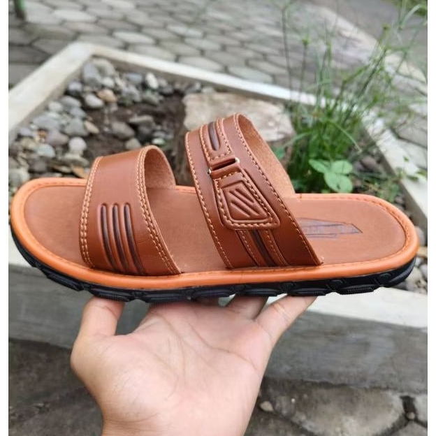 Sandal kulit pria casual sendal laki laki local brand anti jebol Sandal kulit terbaru 2025 termurah 