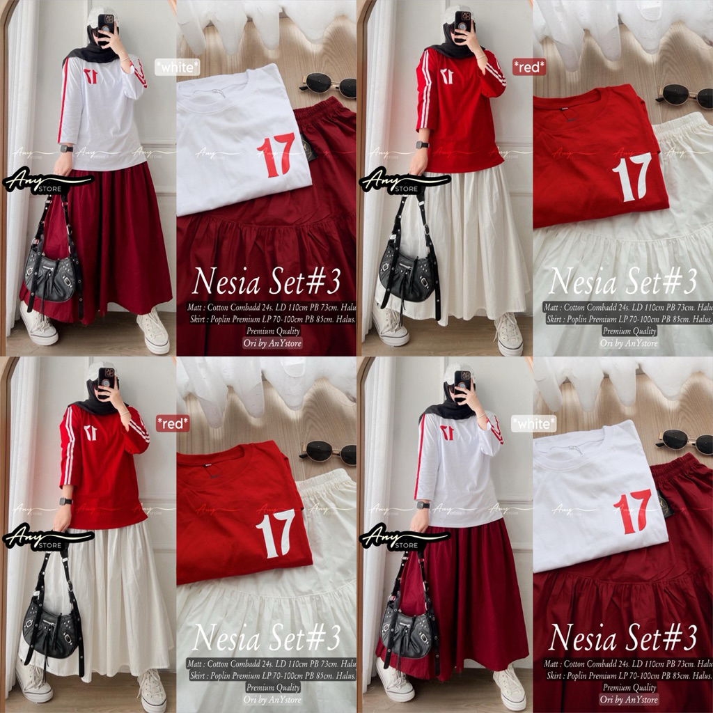 nesia #3 by a.n.y set hijab sporty merah putih set baju olahraga baju olahraga muslimah baju sepeda 