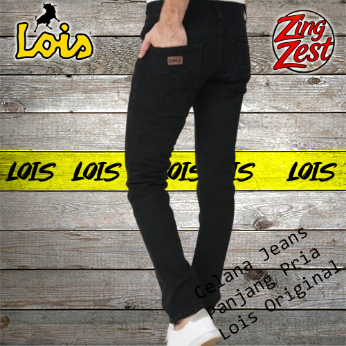Lois Original Pria Celana Jeans Panjang Pria Slim Fit Warna Hitam CFL