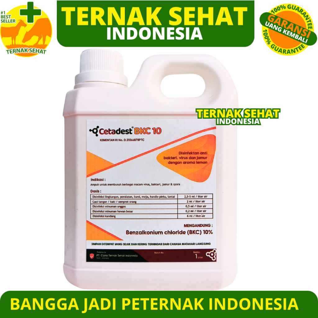 CETADEST BKC 1 LITER - Desinfektan Kandang Ayam Sapi Kambing BKC 10% Aroma Jeruk - Like Destan