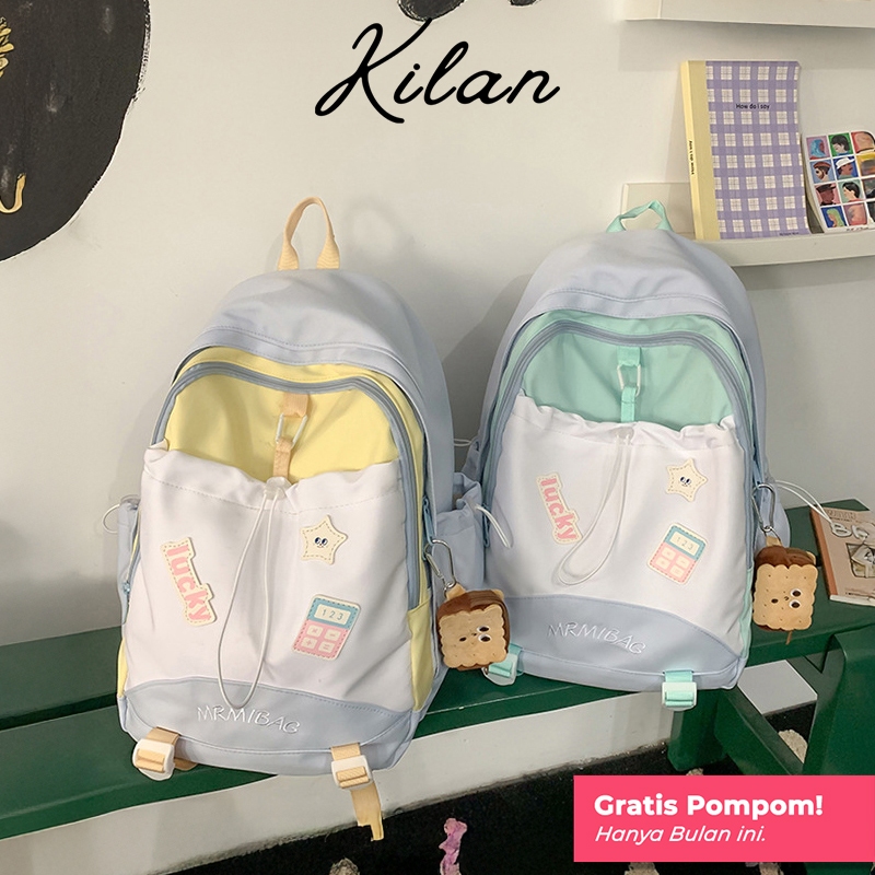 HUMAIRA Tas Ransel Wanita Korea Lucu Backpack Sekolah Cewek Kekinian Bisa Muat Laptop - RS0005