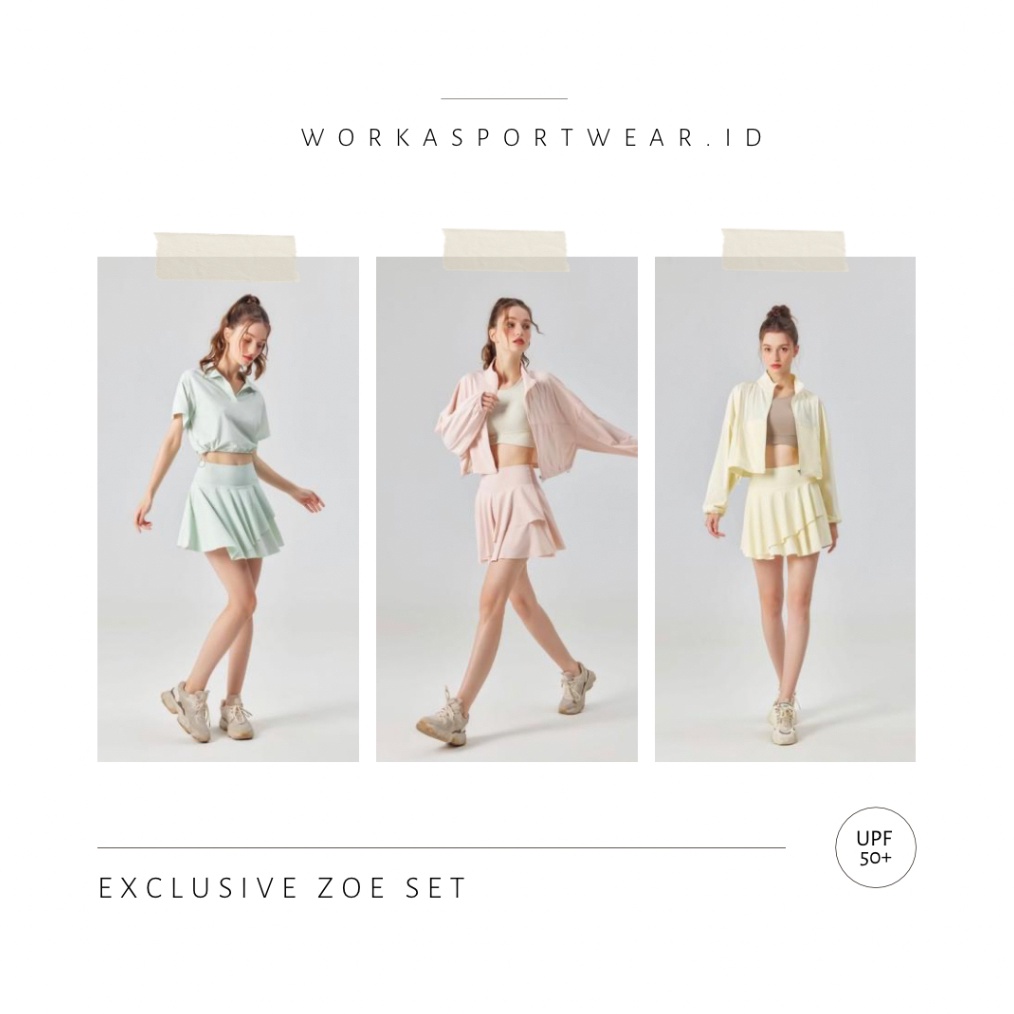 KODE F49U WORKASPORTWEARID  ZOE SET  JAKET ROK TENIS GOLF  SET TENNIS GOLF OLGA